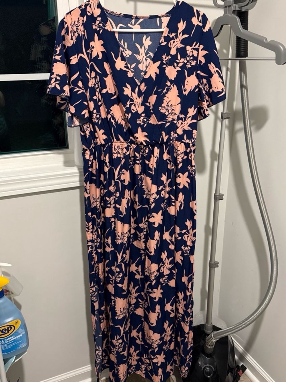 SHEIN Navy Maxi Dress with Blush Floral Print